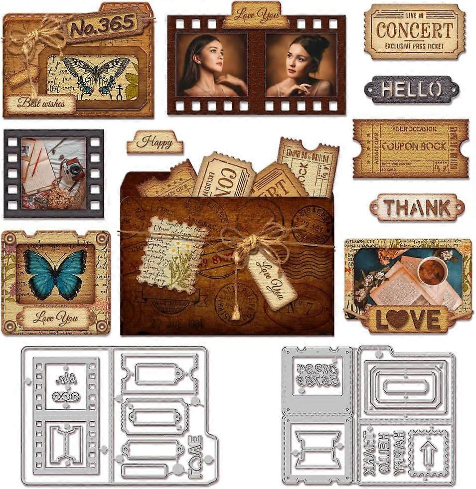 Folders Slides Stamps Films Cutting Dies for Card Making Metal Picture Folder Die Cuts Cutting Dies Templates for Scrapbooking Journal Embossing Paper