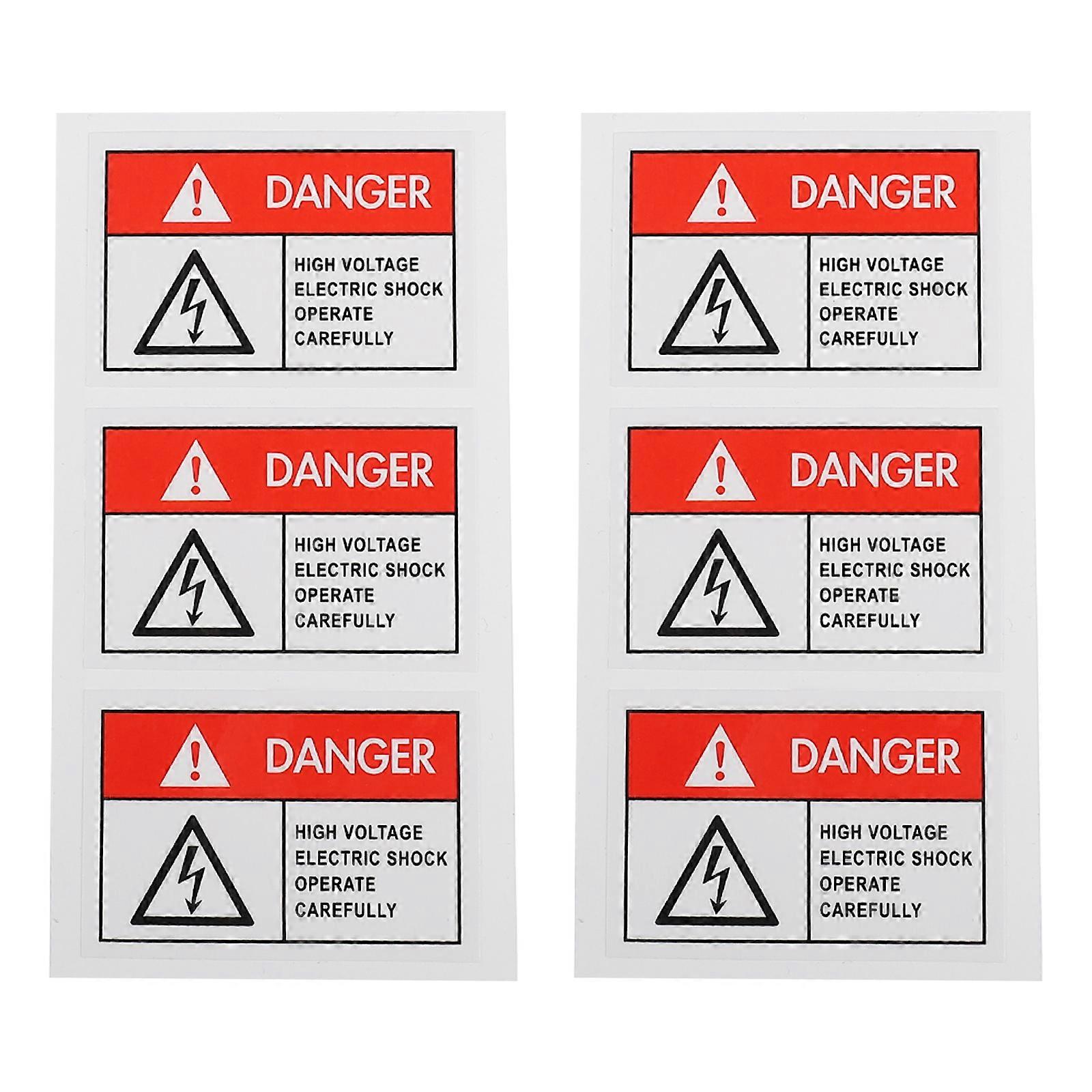 6pcs General Warning Electric Shocks Label Decal Electric Shocks Warning Sticker