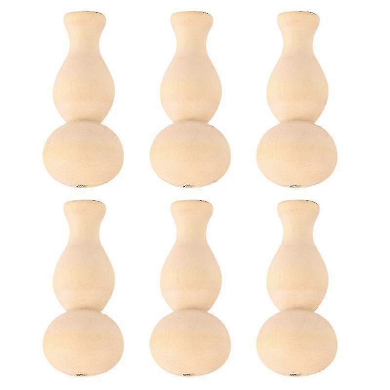 6pcs Creative Small Gourd Wooden Pendant Hanging Handmaking Accessories Delicate Gourd Pendant For Diy Crafts Decor Layout (boxwood Style)