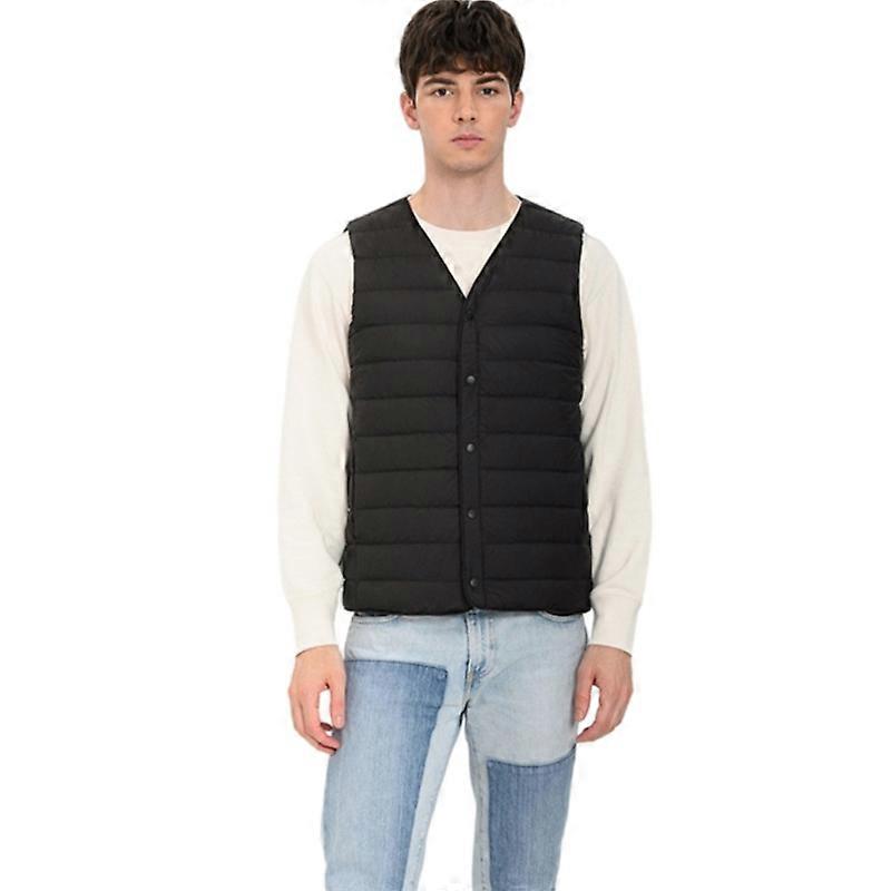 رجل الترا ضوء أسفل سترة الربيع الخريف بلا أكمام سترات الخامس الرقبة سترة عارضة الشتاء صدرية ياقة