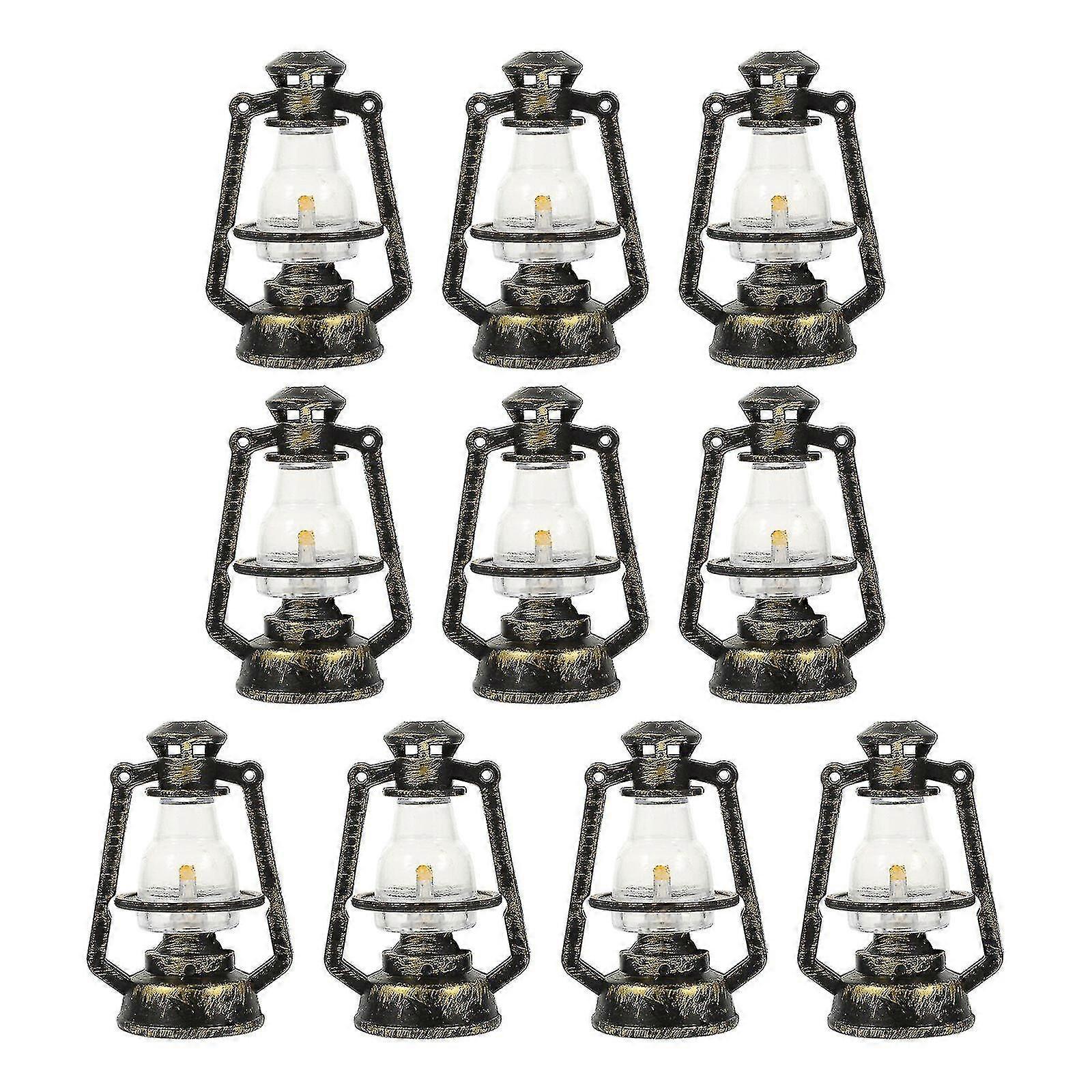 10pcs Retro Xmas Halloween Kerosene Lamp Shape Decor Vintage Kerosene Light Ornament