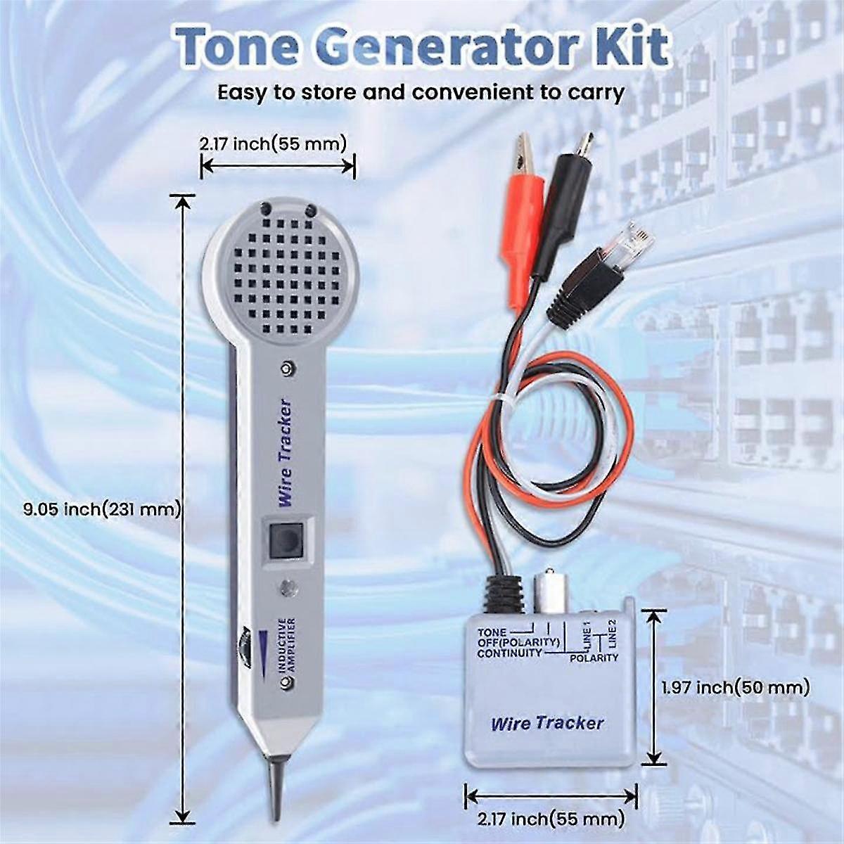 Toongeneratorset, Wire Tracer Circuit Tester met Hoorbare en Visuele Indicatie Kabeltonerdetector Inductieve Versterker Lijnzoeker voor Telefoon, Coax, Traceergegevens, Beveiliging