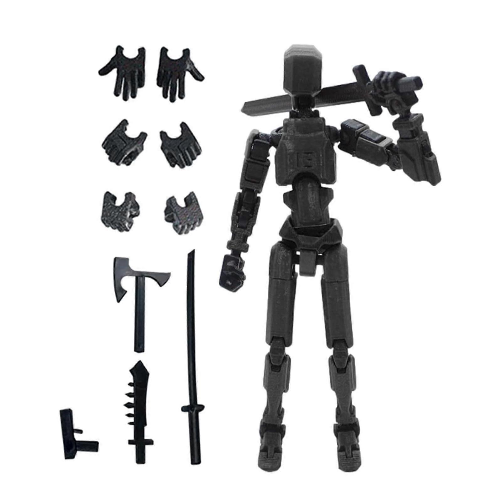 3D Printed Multi Jointed Movable Male Action Figure for Collection Role Play black