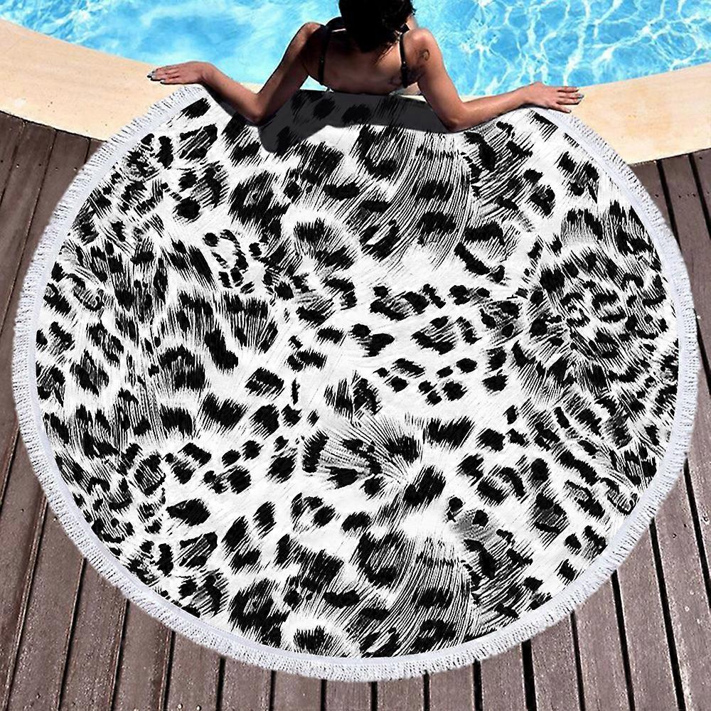 Towel Beach Towel Shawl Fast Drying Swimming Gym Camping Big Round Beach Towel Leopard 3D Printed Beach Towel 01