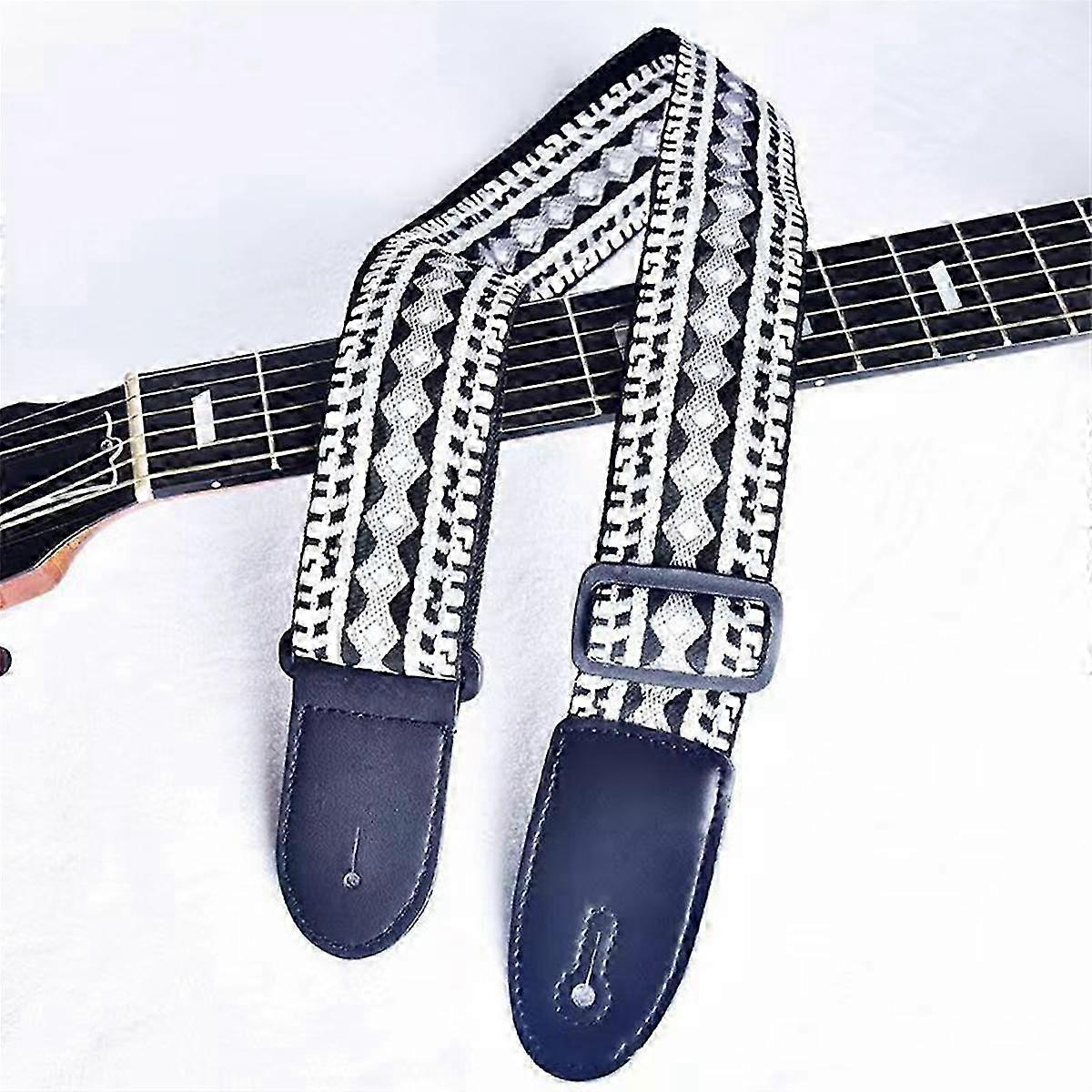 Blåvitt mönster modetryckt akustisk elgitarrrem breddad akustisk gitarrrem universalrem