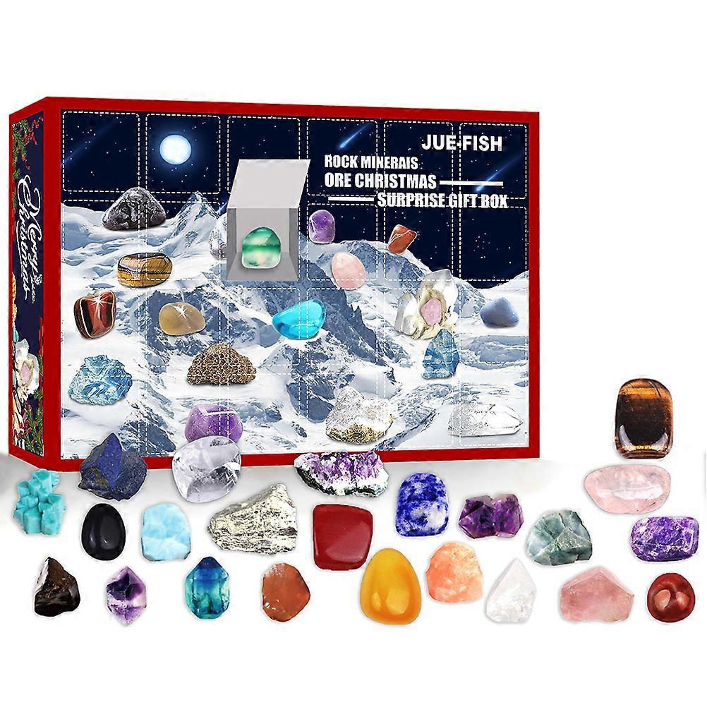 Χριστούγεννα Advent Ημερολόγιο Blind Box Crystal Toy 24 ημέρες αντίστροφη μέτρηση Home Rock Collection Στολίδια δώρο για τα παιδιά