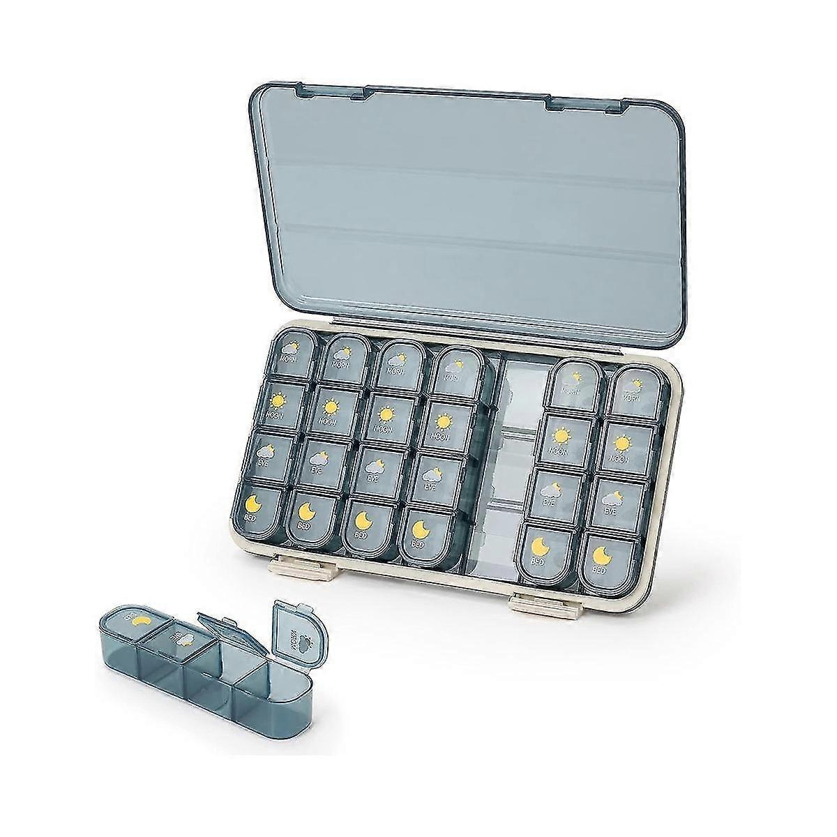 Pill Organizer 4 Times A Day, 7 Day Pill Box 4 Times A Day - Weekly Medicine Box Organizer With Sep