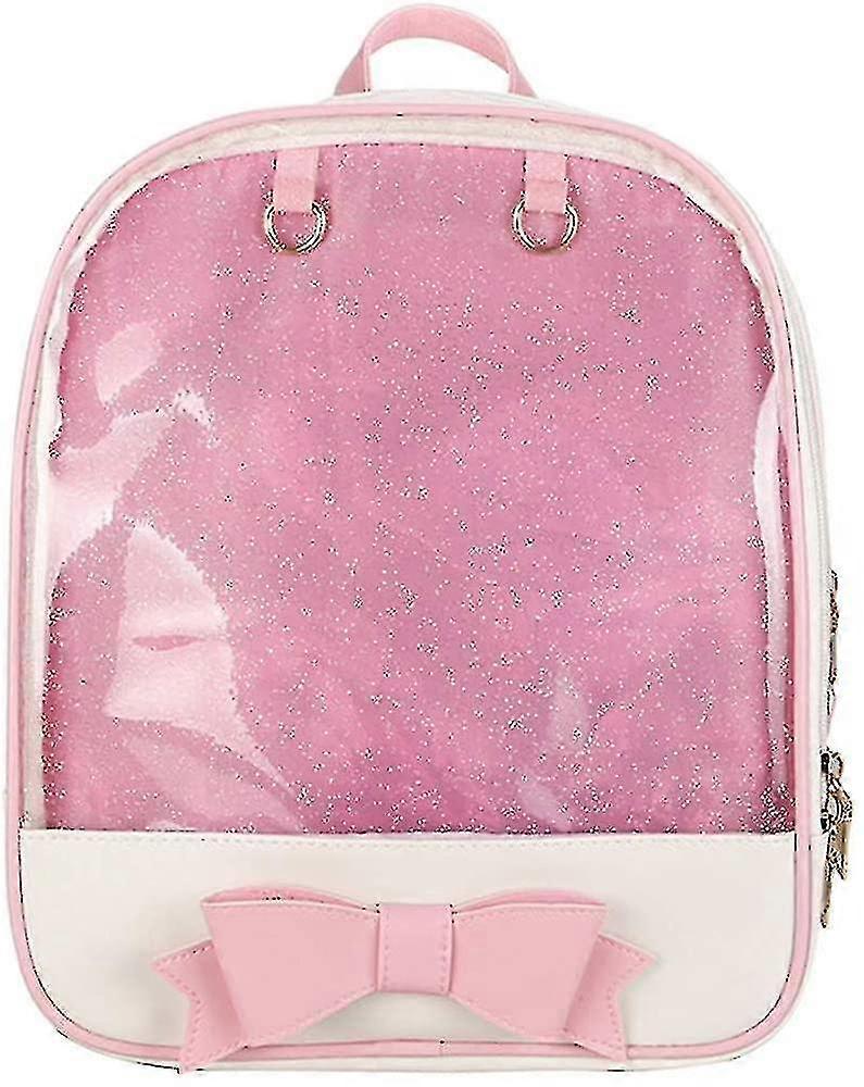 Bag Backpack With Bow Design Pin Display Clear Window Backpack Satchel