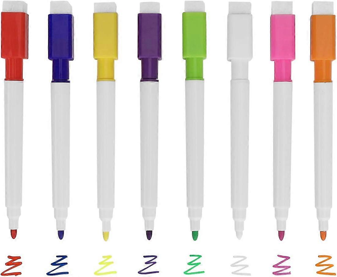 8 Assorted Colors Magnetic Whiteboard Markers, Wet Erase Liquid Ink Pen with Eraser Marking Pen for White Board Chalkboard Blackboard Fridge Message B