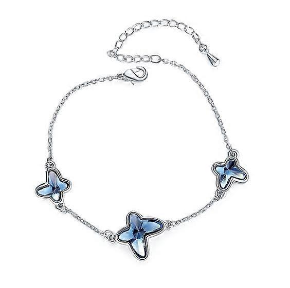 Bracelets,Three blue butterfly silver bracelets, adjustable length