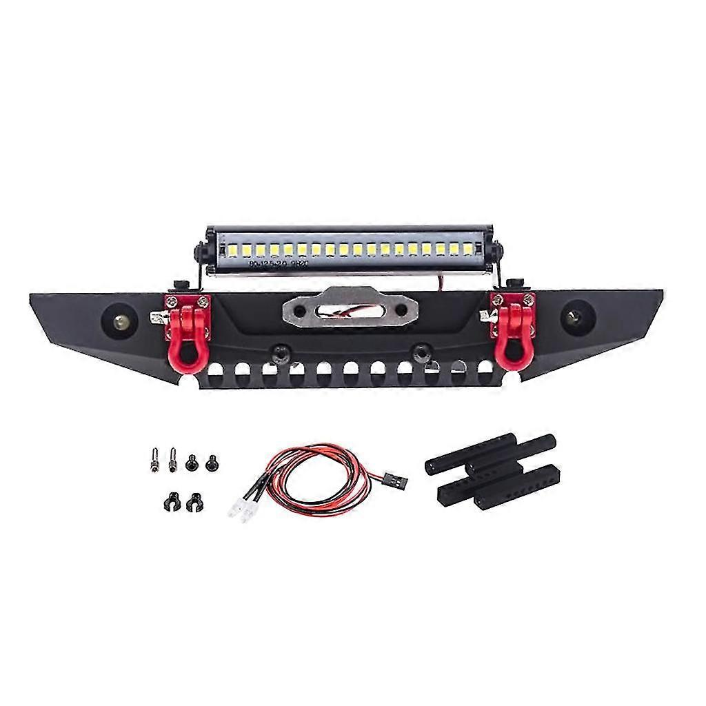 Metal Front Bumper With Led Lights For Scx10 Trx4 90046 1/10 Rc Crawler Upgrade