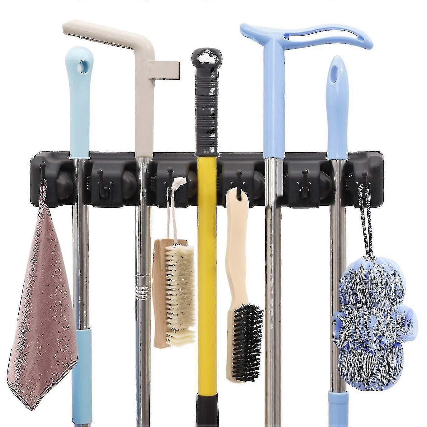 Broom Mop Holder, Broom Storage Wall Mounted Organizer, Black