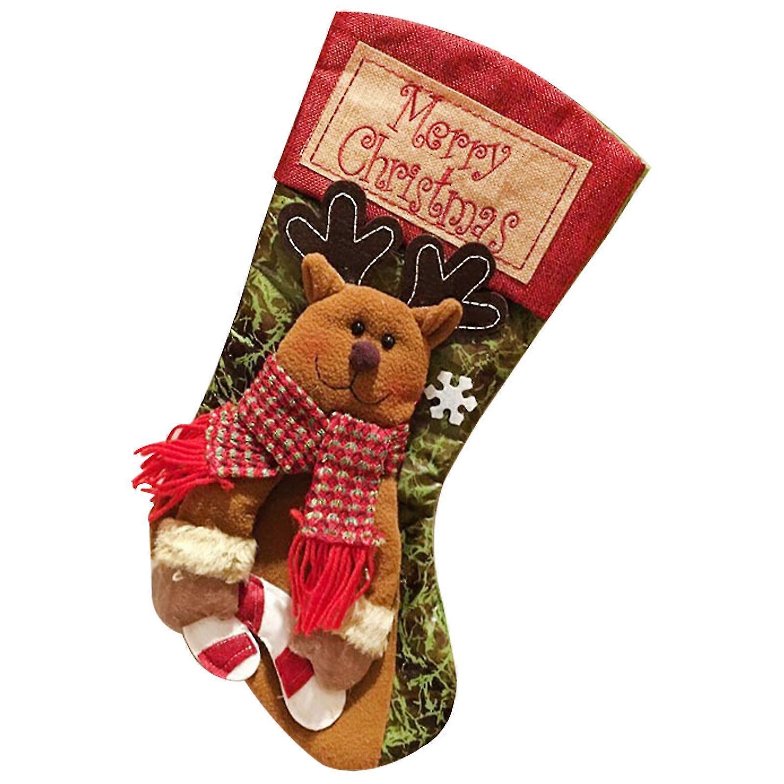 (elk) Christmas Decorative Stocking Pendant Candy Bag