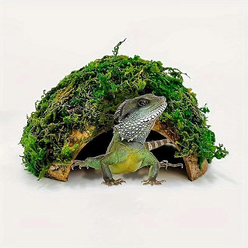Tropical Style Reptile Hideout Shelter - Straw-Made Amphibian Landscape for Climbing & Sunbathing - Lizard Breeding Box with Dry Moss