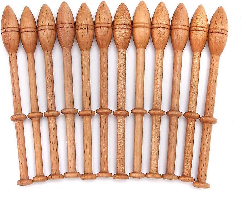 13.5*3.5cm12pcs Antique Wooden Lace Set Retro Wooden Blinds Knitting Tools Crafts Accessories bobo head