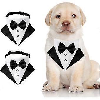 Formalny smoking dla psa, 2 sztuki Wedding Dog Bandana Collar, Bandana Dogs, Adjustable Dog Tuxedo Collar For Small Medium Large Puppy (s 10.6in15.7