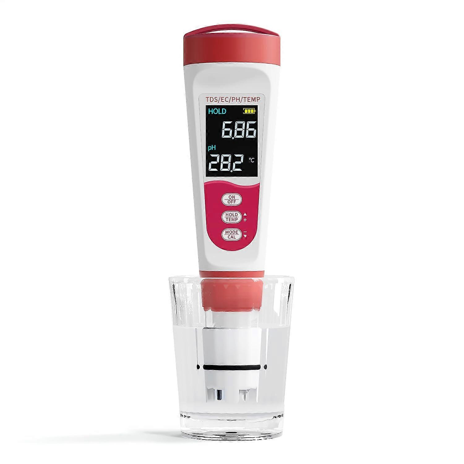 pH Meter 4 in 1, Digital Water Quality Tester, IP67 Drinking Water Test for pH / TDS/EC / Temperature with LCD Backlight Water Quality Tester Conducti