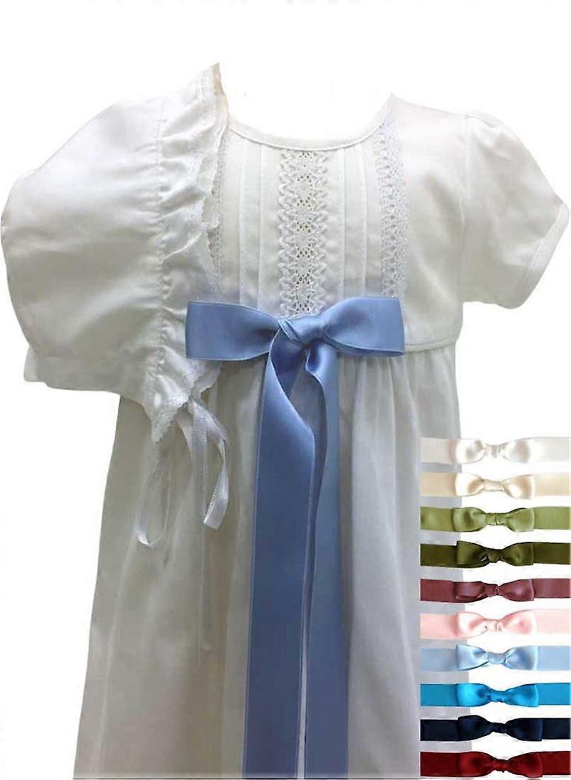 Cotton Christening Gown For Babys With Bonnet And 6 Choises Of Bow Colour - Grace Of Sweden