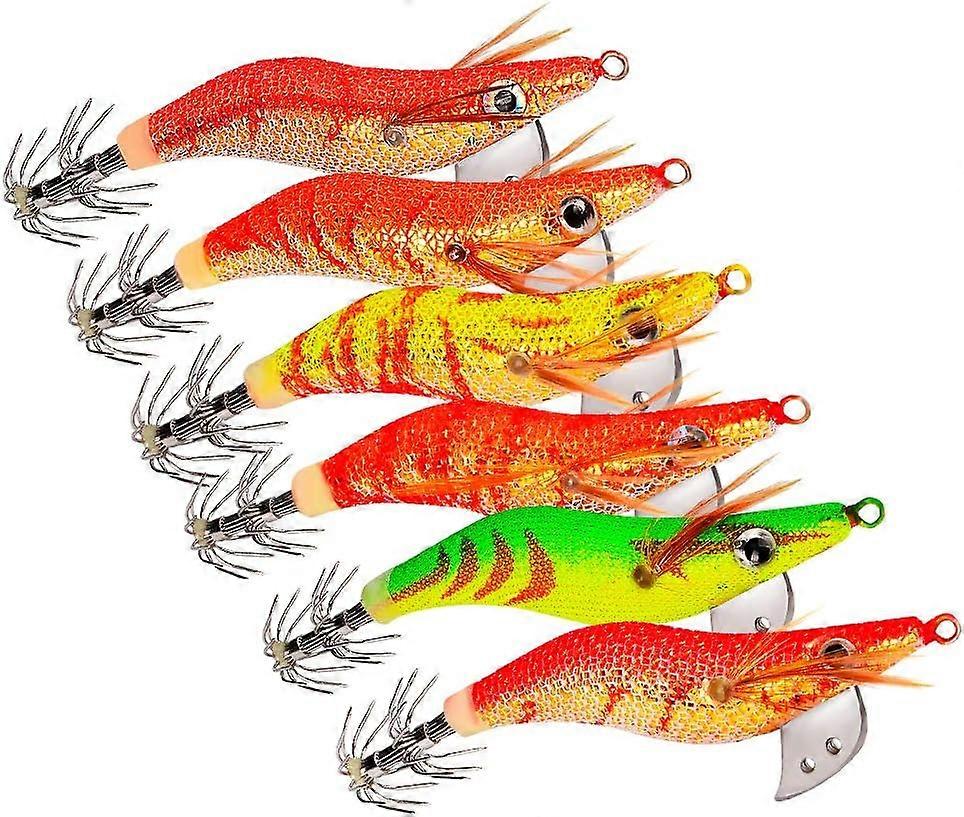5 Leurres De Pêche En Bois - Crevettes 9.5g Pour Poulpe/calamar - HENGJIA
