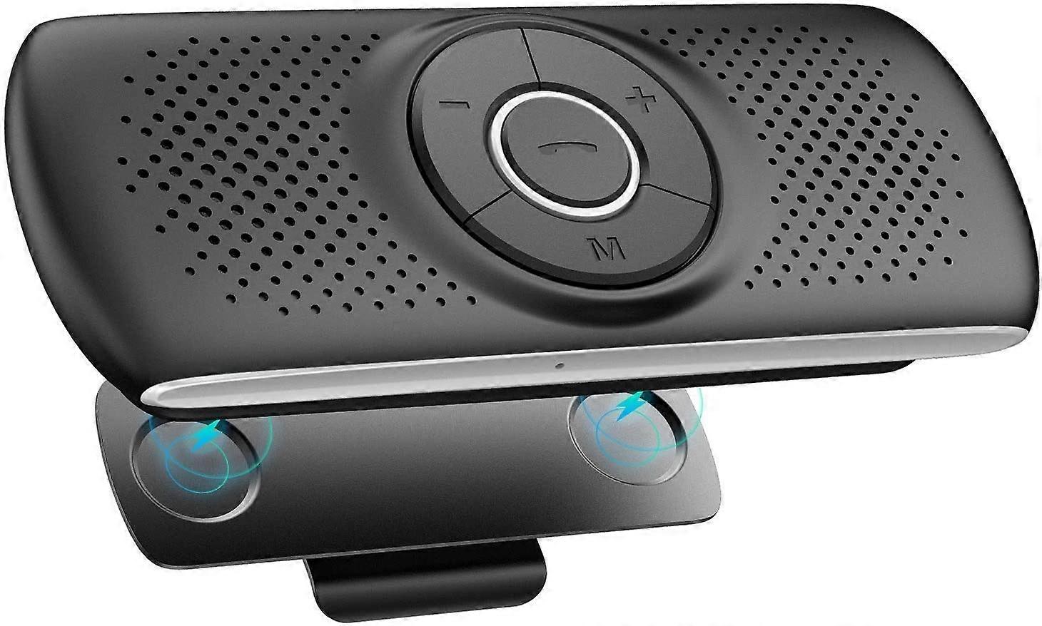 Handsfree Car Kit Bluetooth 4.2 Speaker Built-in Mic with Clip Support GPS Music TF Card Slot Auto Reconnect Sunshade Car Speaker IOS Siri&Google Assi