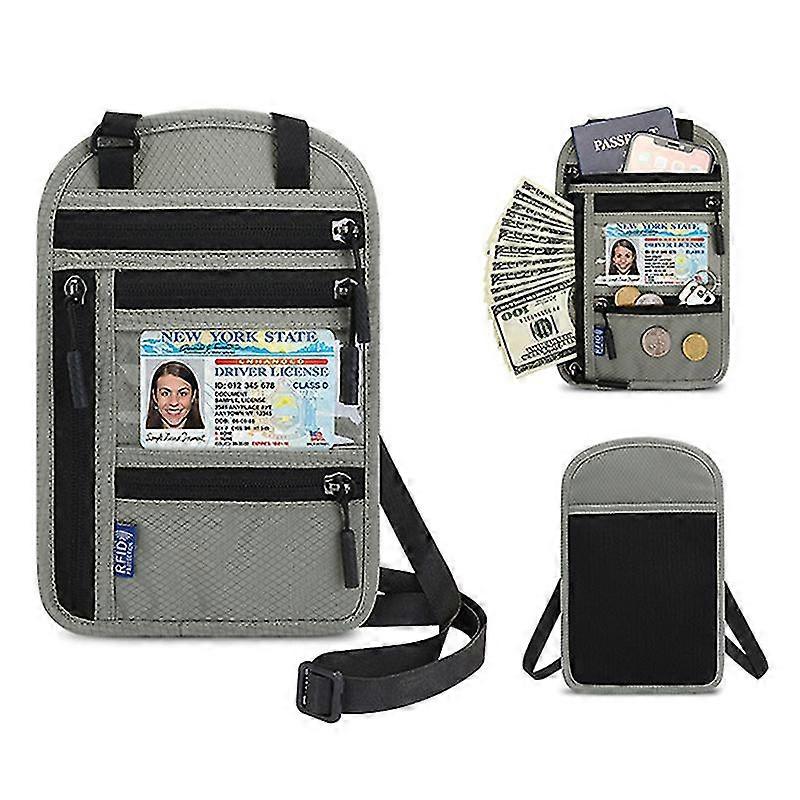 Neck Pouch With Rfid Blocking, Passport Organiser Bag, Passport Holder With Adjustable Neck Strap, Neck Wallet For Travel