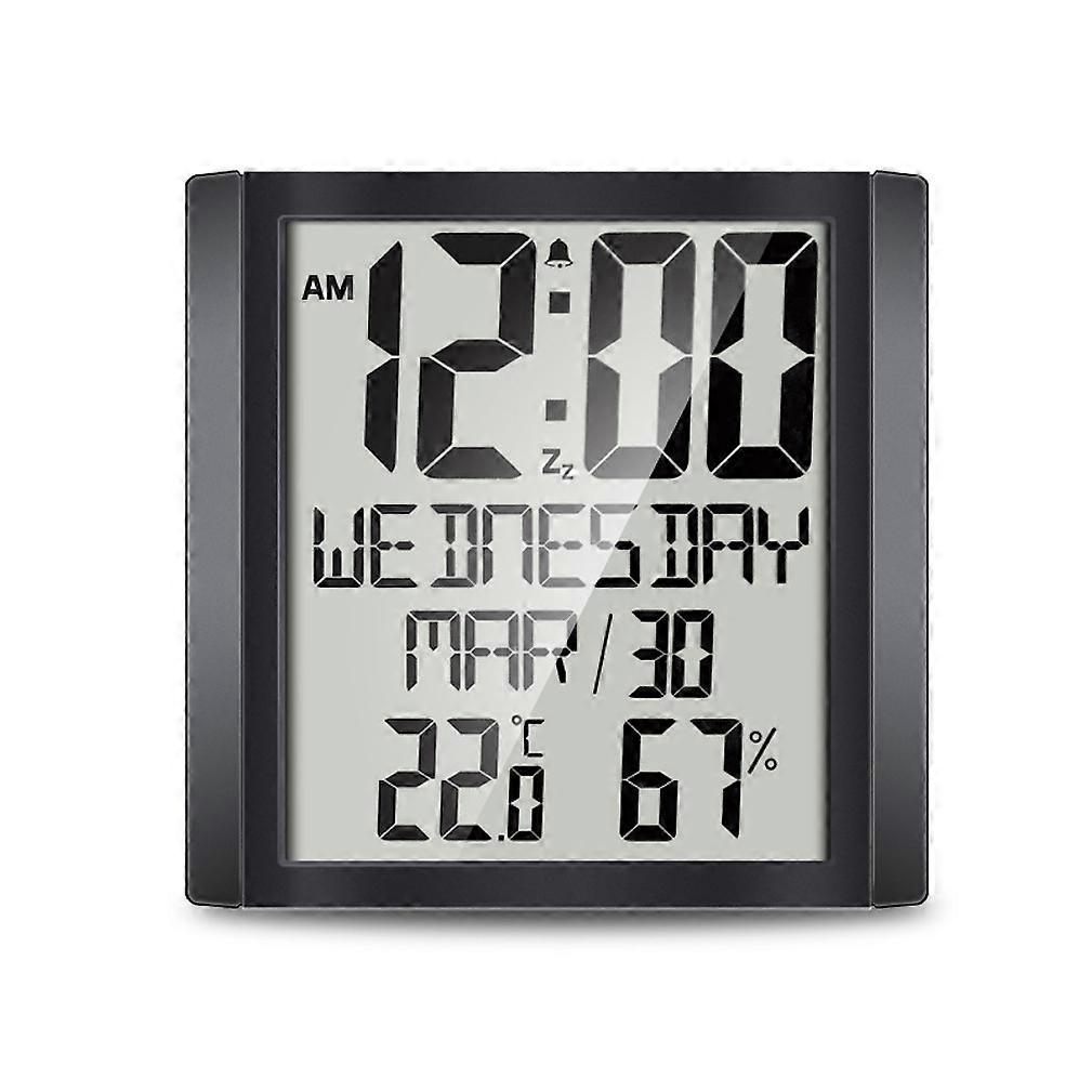 TS 8608 Multifunctional Electronic Wall Clock Home Temperature and Humidity Meter Large Screen Digital Display Clock