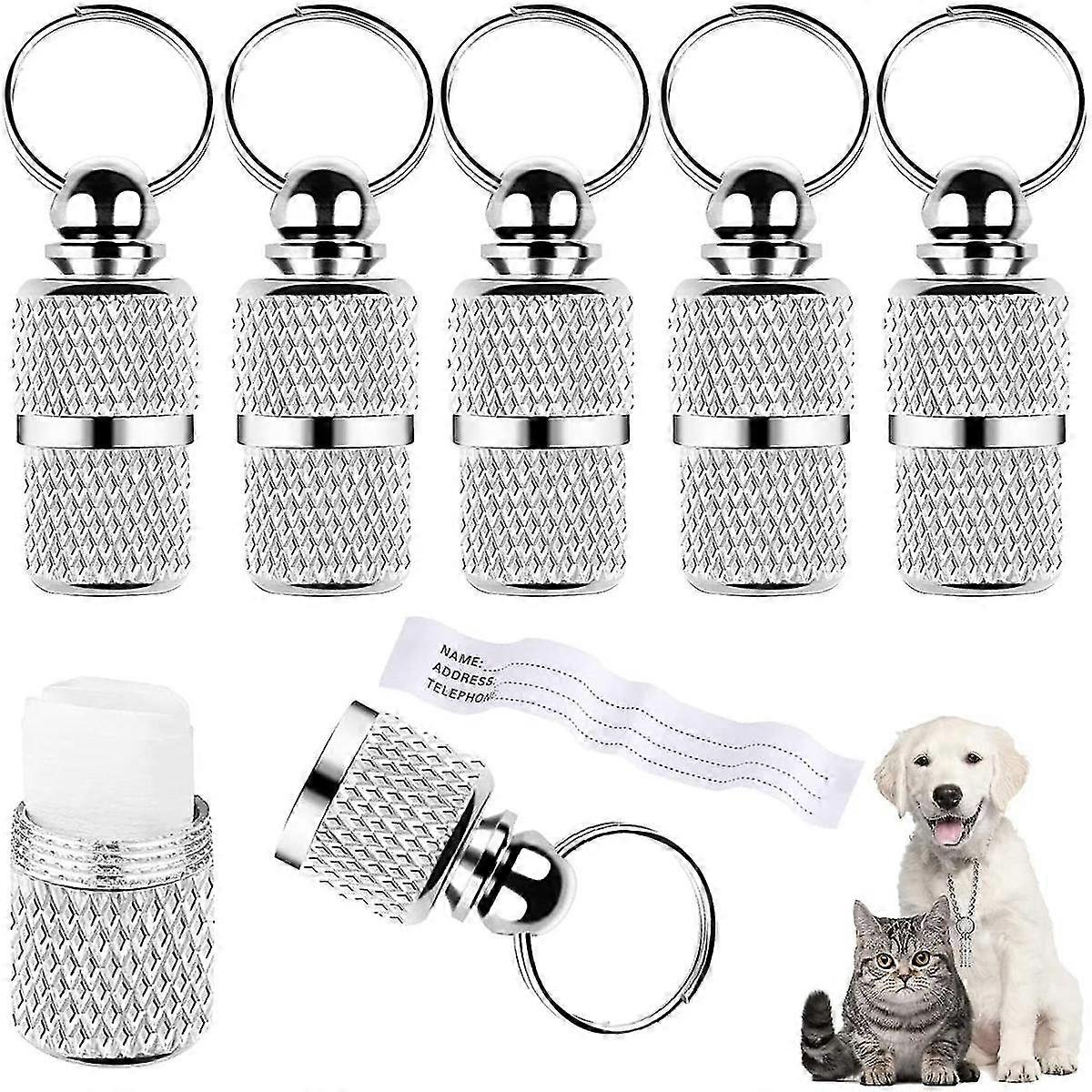 Nirvana 10 Pieces Address Tag Dogs Cat Dog Tag Animal Tag With Key Ring Dog Tag Collar Tag For Cat Collar Dog Collar Tag Address Sleeve Silver Banmo