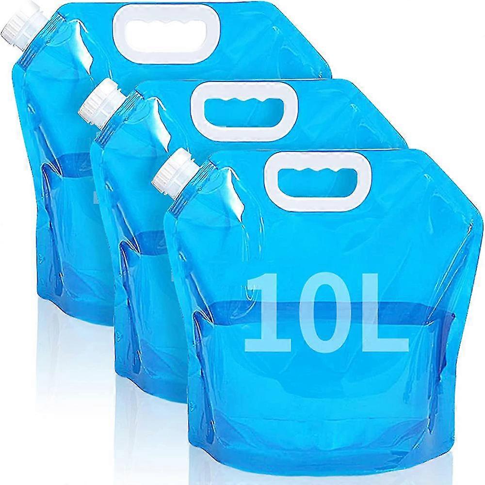 Foldable Water Container With Tight Lid - 10l Capacity, Portable And Bpa Free, Ideal For Outdoor Camping, Barbecue, And Household Use (3 Pieces)