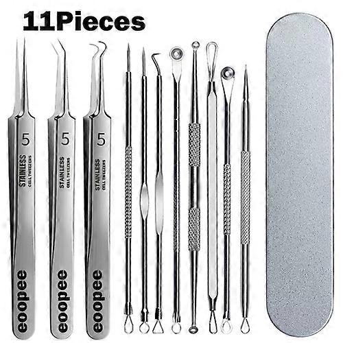 11 قطعة ملاقط احترافية مزيل حب الشباب الألمانية فائقة النعومة رقم 5 خلايا البثور الرؤوس السوداء كليب أداة العناية بتنظيف مسام الوجه