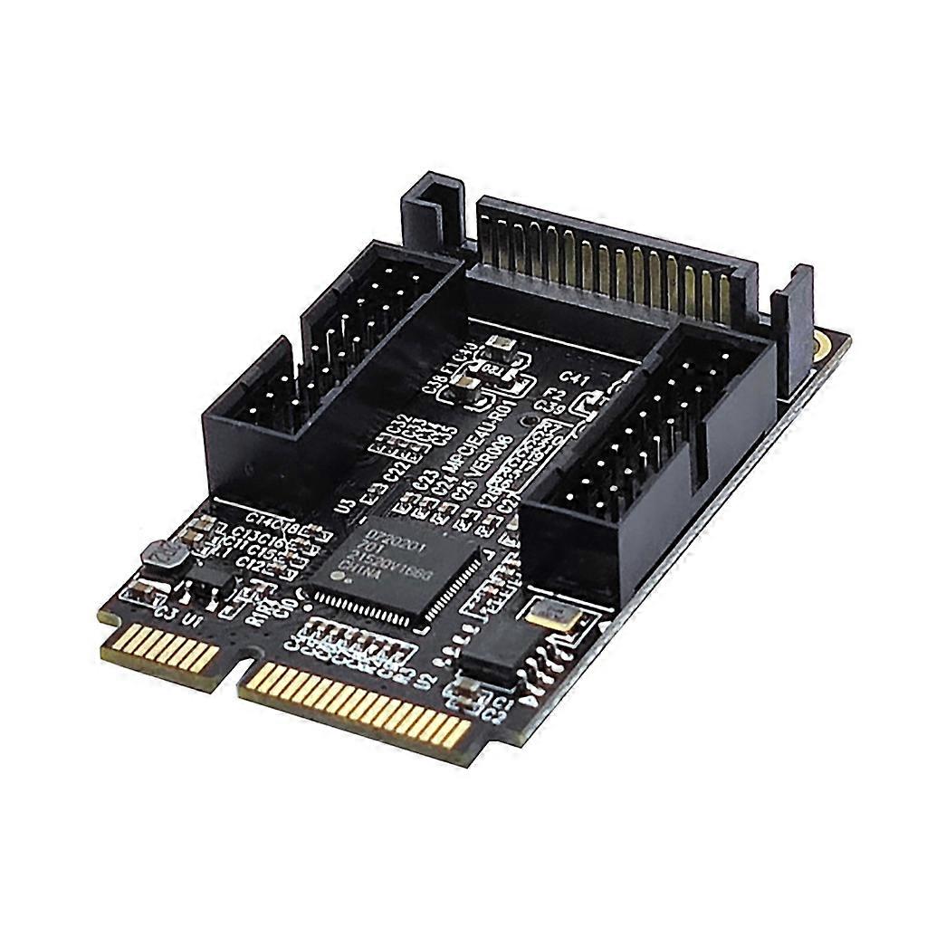 Mini PCIe to Twin 19-Pin Front Panel Adapter - Miniature 4Pin/ Sata Power