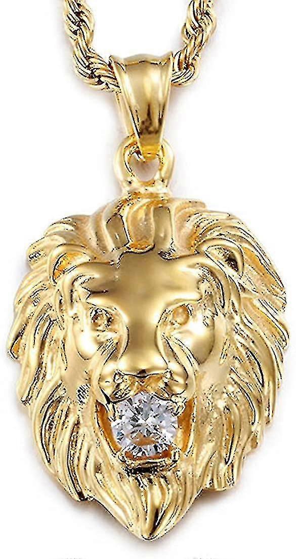 Titanium Diamond Lion Head Necklace