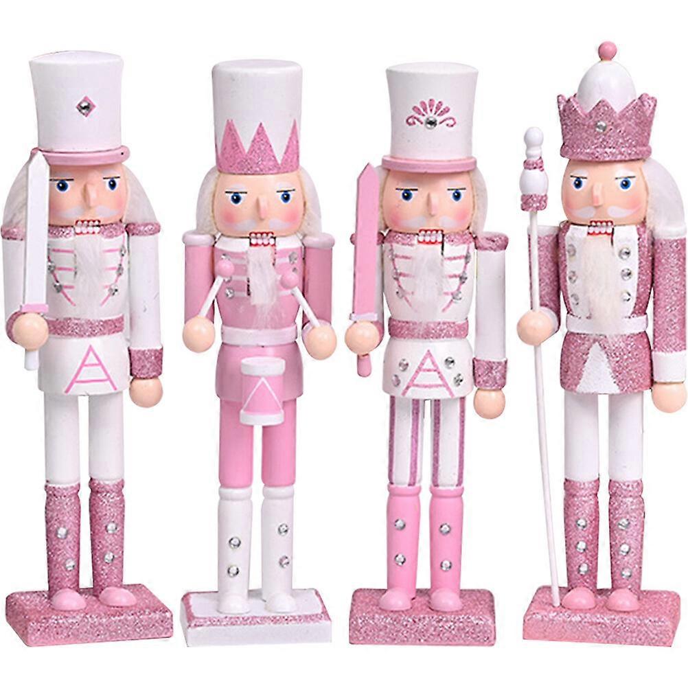 4pcs Christmas Nutcracker Wooden Nutcracker Ornament Xmas Tabletop Nutcracker