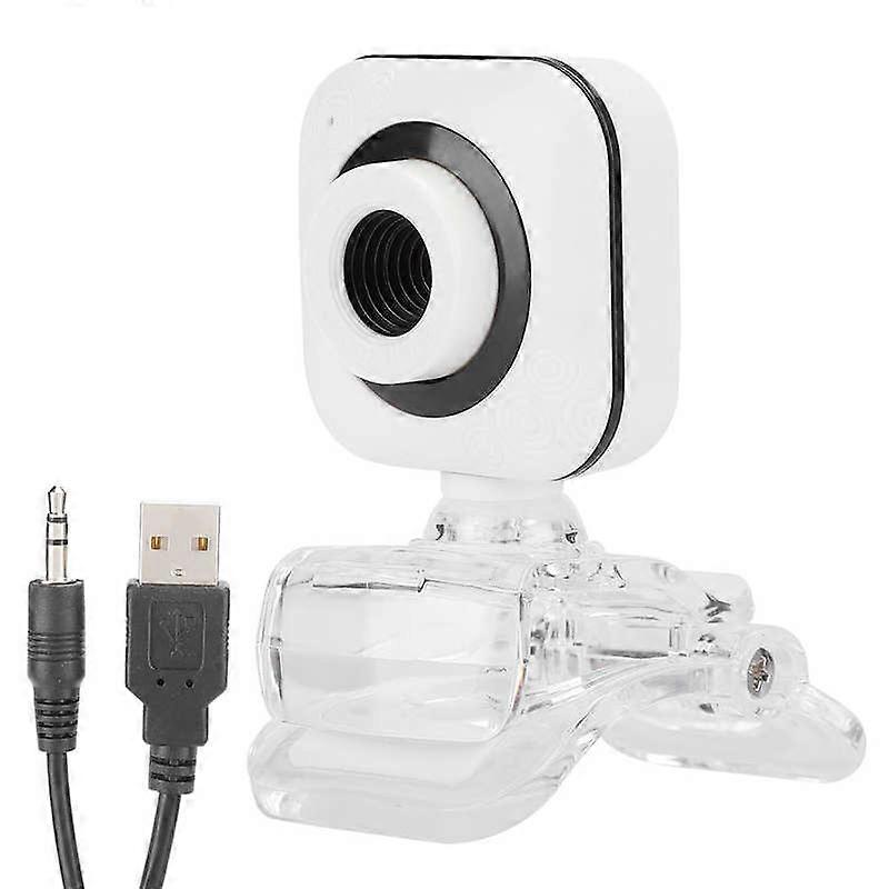 White Webcam 480P Computer Camera Webcam PC Accessory with Transparent Clip With Built-in Microphone For PC Computer