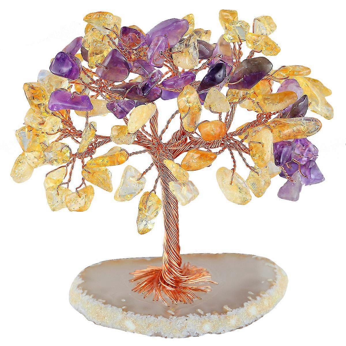 Healing Crystal Money Tree Feng Shui Ornament Natural Gemstone Tree Bonsai Fortune