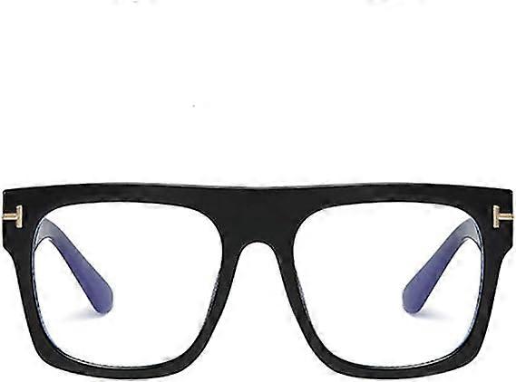 Unisex Stylish Square Non-prescription Eyeglasses Glasses Flat Top Big Eyeglass Frames Large lens Clear Lens Eyewear