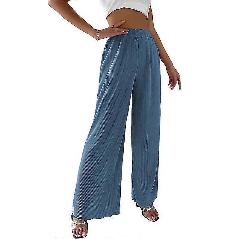 Women High Waist Casual Pants Wide Leg Long Trousers
