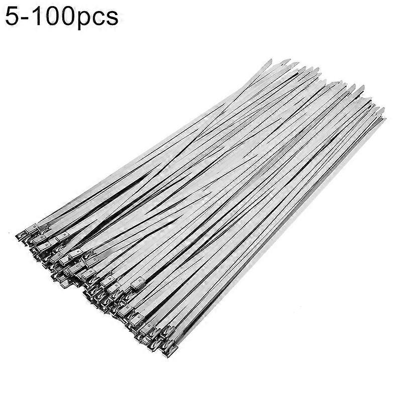 100Pcs 304 Stainless Steel Coated Multi-Purpose Locking Cable Metal Zip Ties