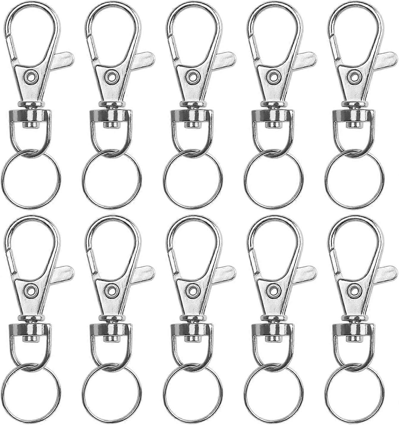 LOAVER 50 قطعة مشبك معدني دوار مع حلقة رئيسية ، مشبك مخلب جراد البحر الصغير ، حلقة القفز حلقة القفز ذات الخطاف الدوار للحبل ، المفتاح ، السحر ، المجوهرات ، الحرف الفنية