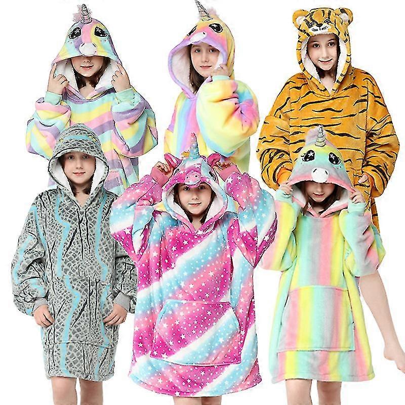 Children's Printed Lazy Clothing Pull -up Coat Grip Jacket Hooded Lazy Blanket