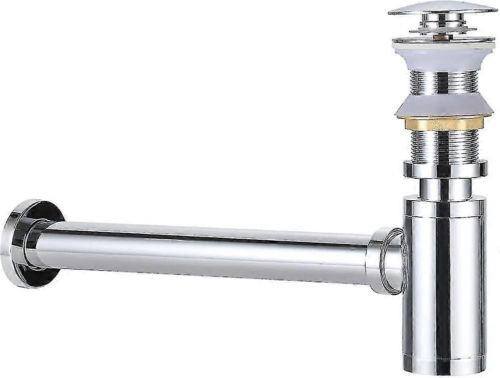 Siphon + Pop Up Waste Valve Without Overflow Universal Chrome Drainage Set