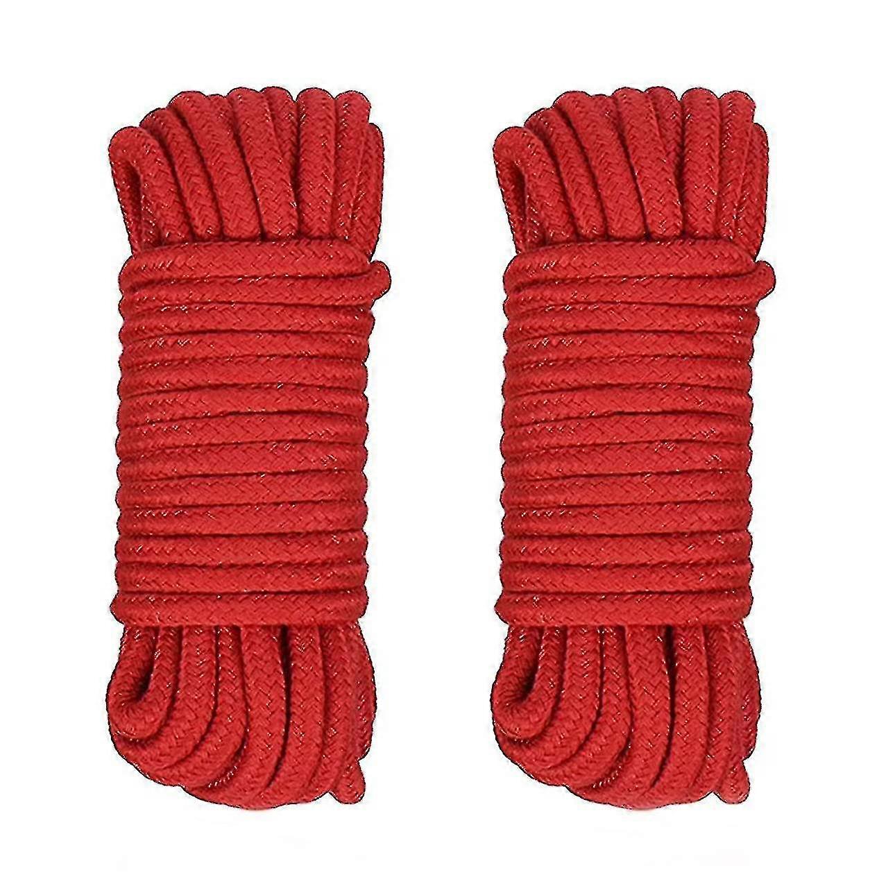 2pcs 10m Soft Bomuld Reb, Multipurpose Long Rope Tyk Utility flettet ledning til Camping Havearbejde Crafting Crafting