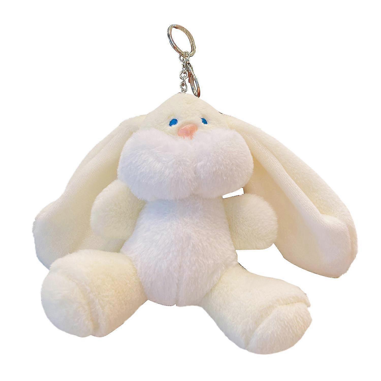 Merryso Rabbit Key Chain Cartoon Soft Fluffy Animal Shape 3D Bunny Doll Pendant Car Key Ring