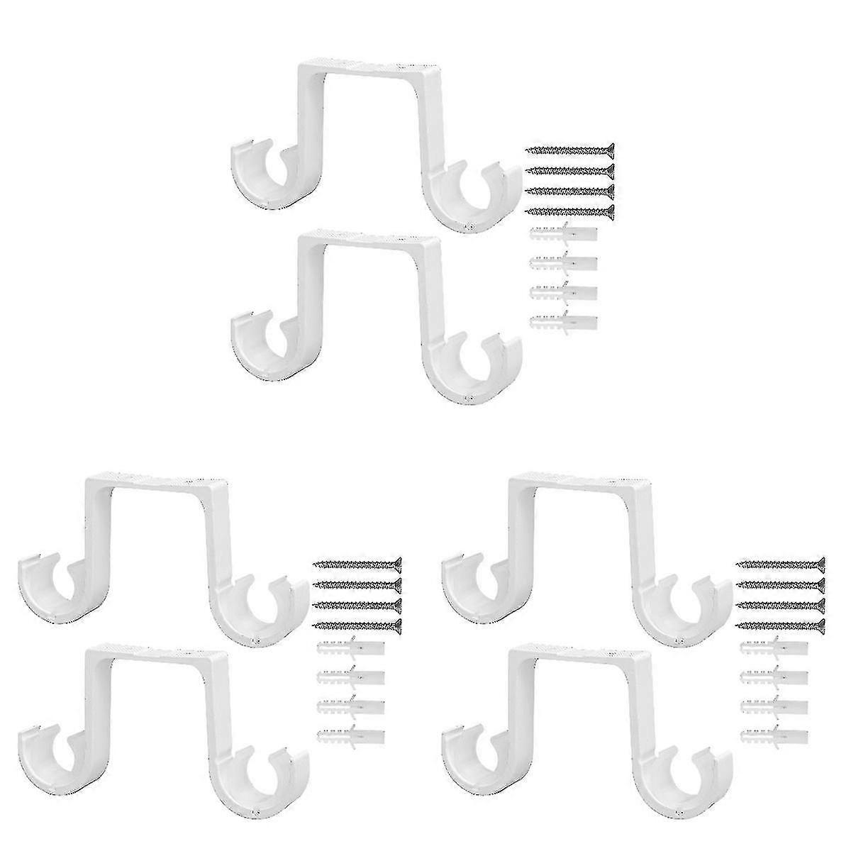 6 Pcs וילון מוט סוגריים וילון אביזרים כפול מוט תמך מסגרת מוט מחזיק מוט