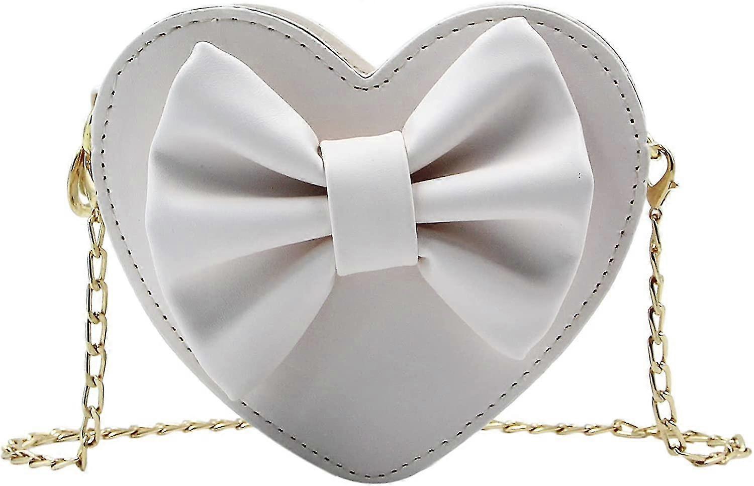 Χαριτωμένο σταυροειδές πορτοφόλι bowknot τσάντα ώμου σε σχήμα καρδιάς Satchel για μικρά νήπια κορίτσια (λευκό)
