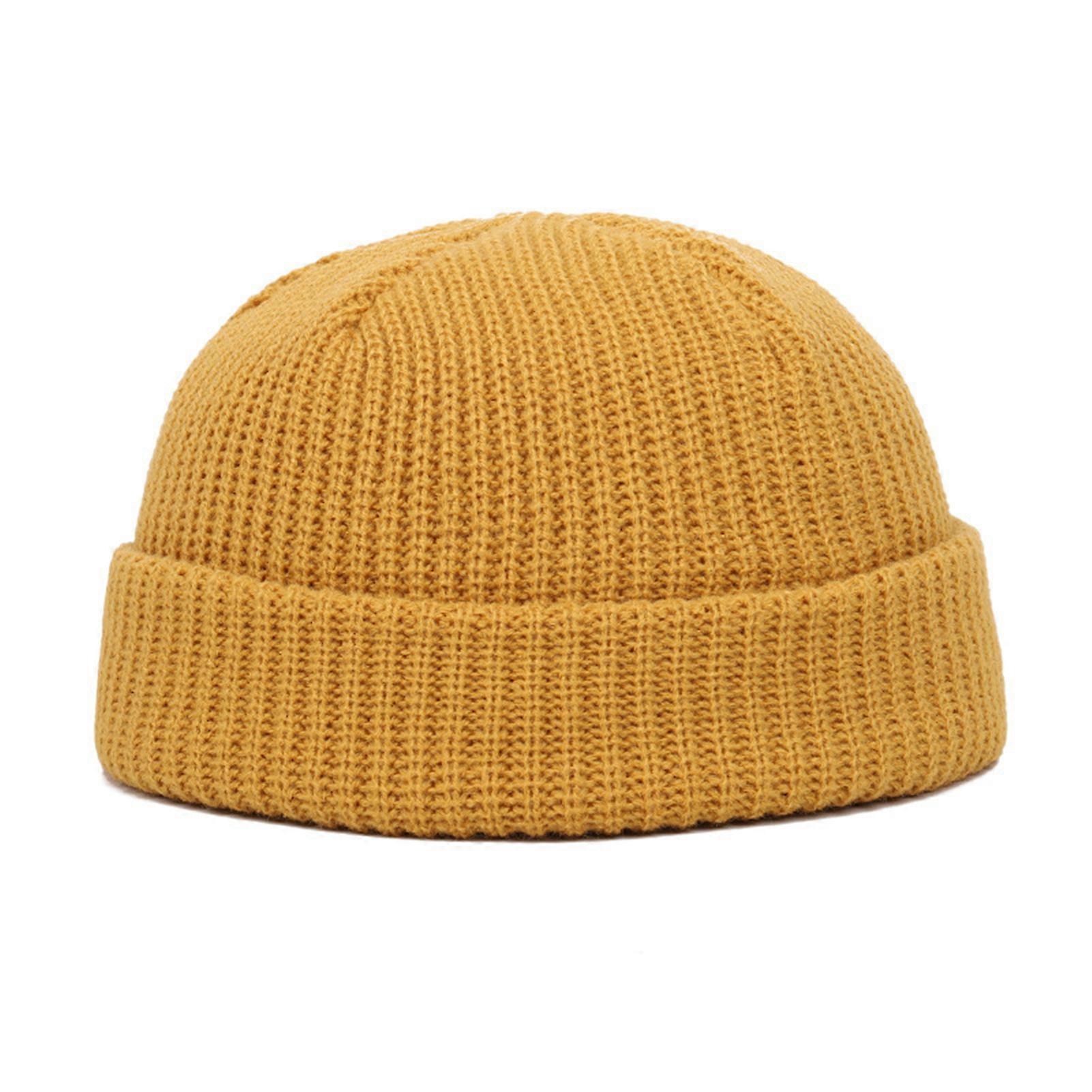 Winter Unisex Hat Knitted Stretchy Dome Hat Thick Solid Color Ear Protection Warm Daily Wear Cap Outdoor Skiing Cap