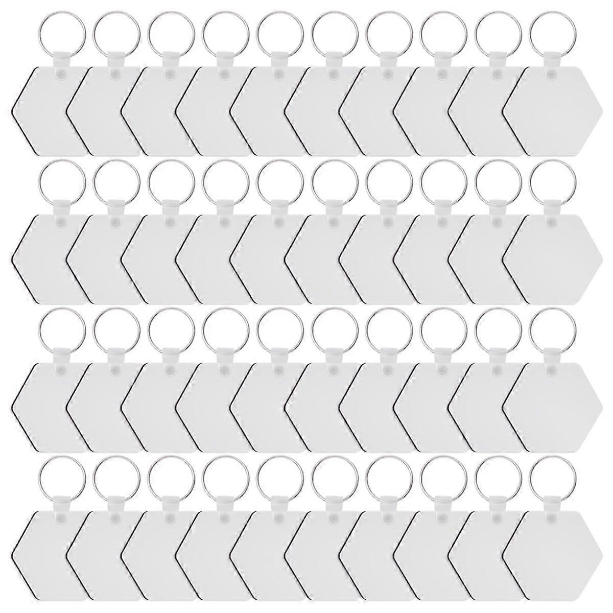40PCS Hexagon Sublimation Keychain Blanks Double Side Heat Transfer Blanks MDF Blank Board Key Ring