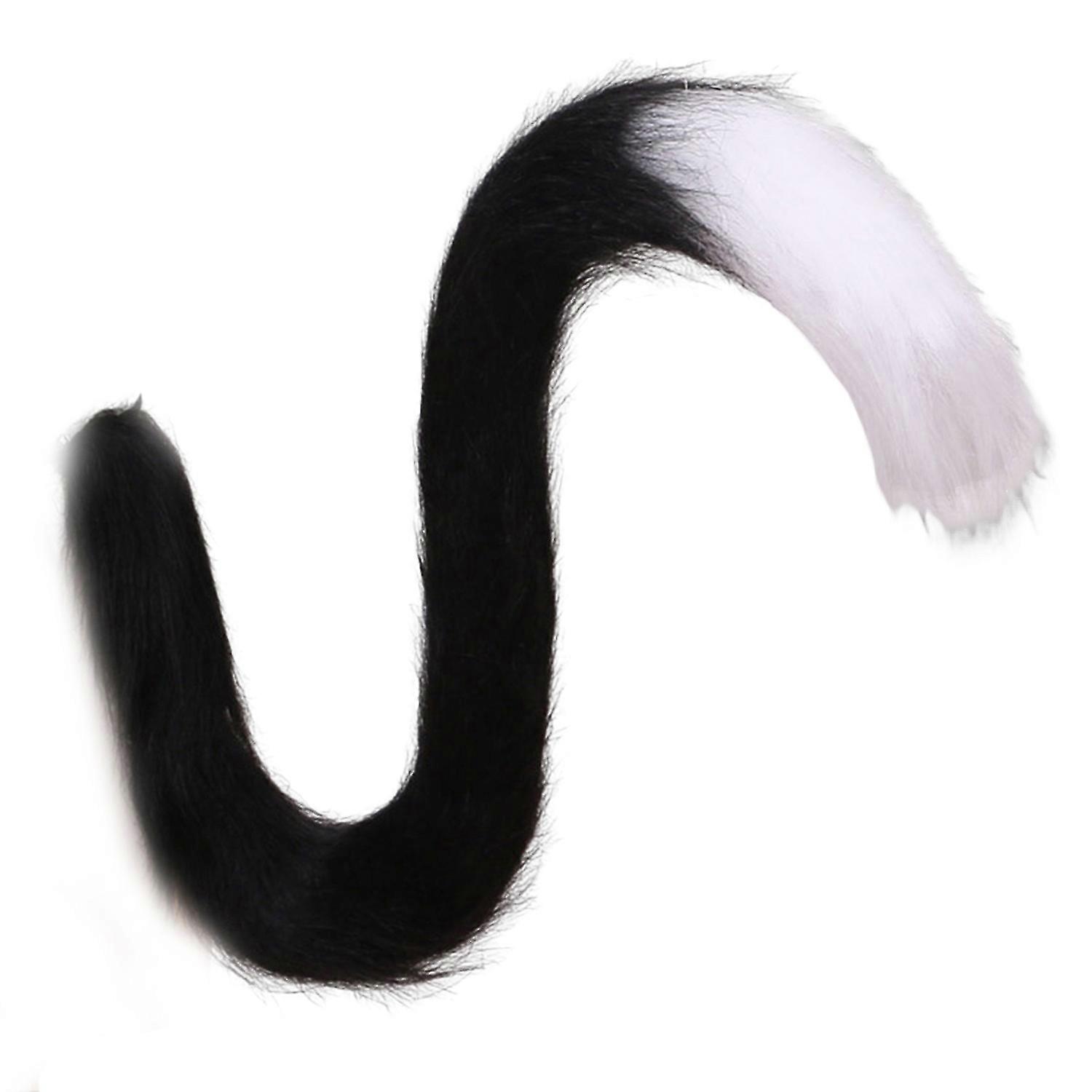 Cosplay Fake Cat Tail Soft Fuzzy Plush Contrast Color with Metal Pin Fixed Performance Club Dance