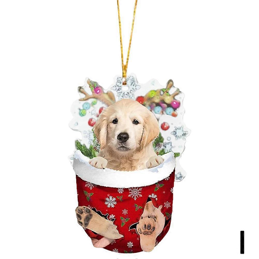 Christmas Dog Hanging Pendant Acrylic Car Rearview Mirror Decoration