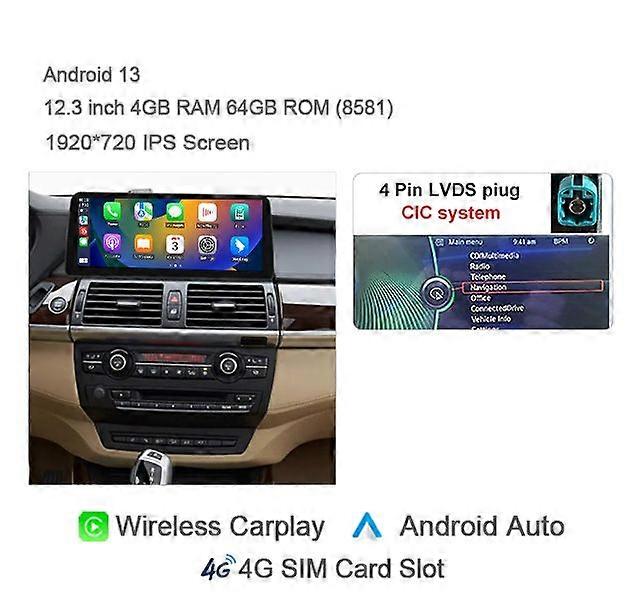 Carplay 8core Auto Android 13 Autoradio Multimedia Video Player Gps Navigation Stereo 8+256g Bluetooth Für Bmw X5 X6 E70 E71 E72