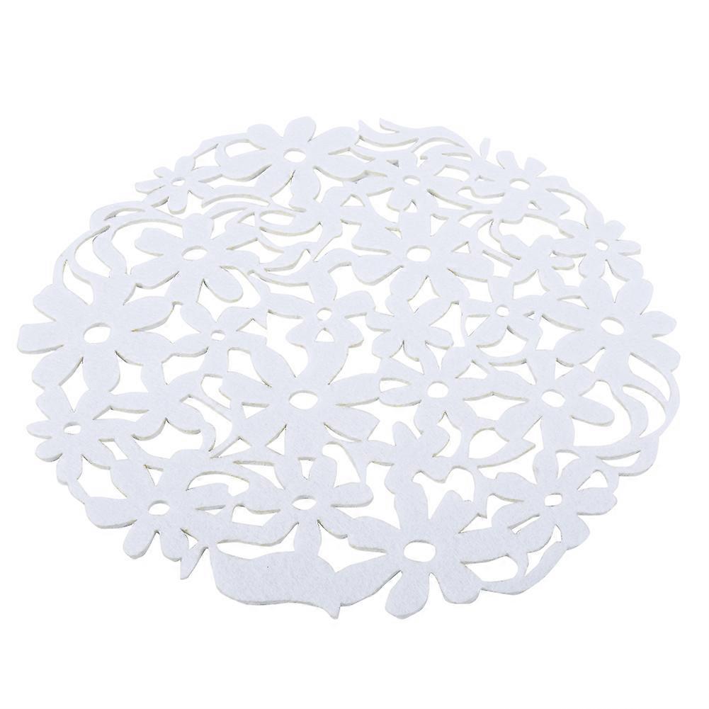 1PCS Round Shape Table Place Mats Heat Insulation Felt Dining Placemats White